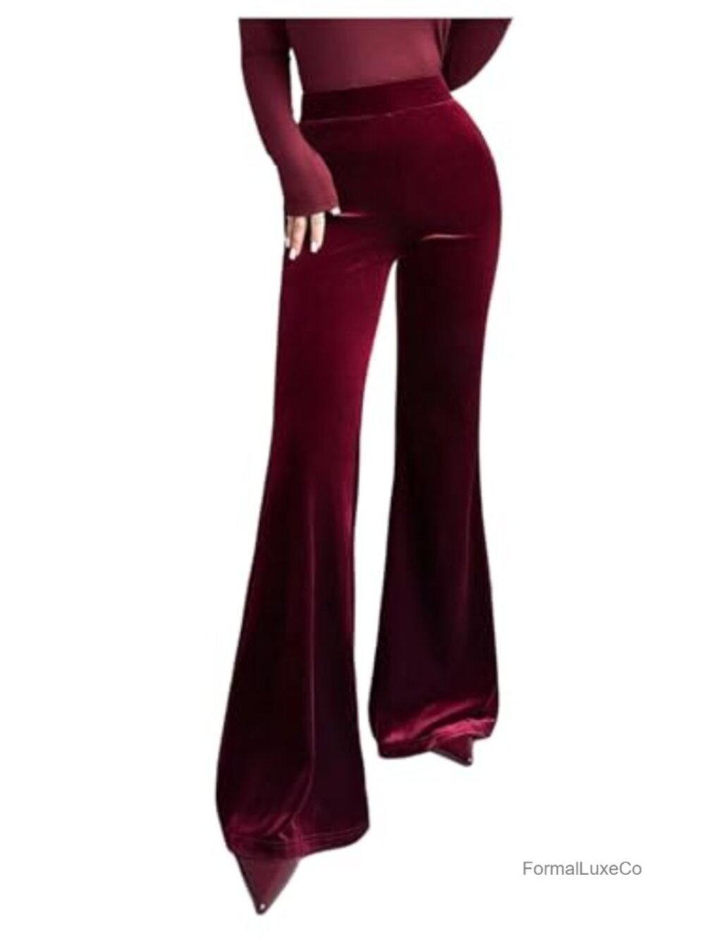 Velvet Bell Bottom Pants High Waisted Flare Dressy Work Evening
